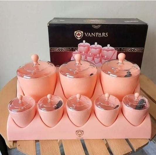 8 Pcs Multipurpose Spice Jar Set With Stand And Spoon