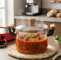 High Borosilicate Glass Cooking Pot With Lid & Handle 2.5L